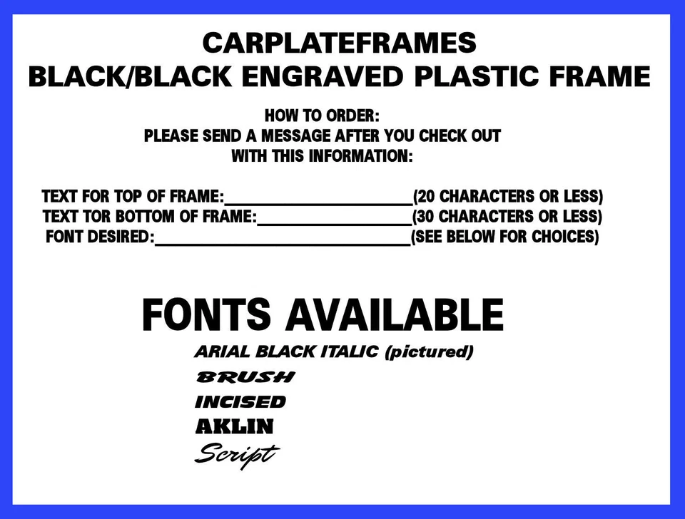 Marco de matrícula de plástico cromado grabado acabado espejo personalizado personalizado Foto 3 de 3