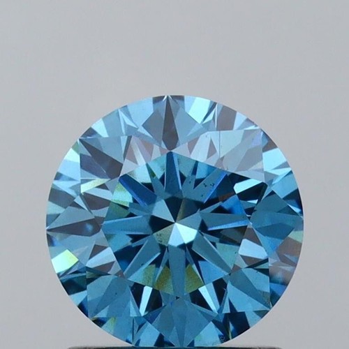 1 CT Vivid Blue Round Lab Grown Diamond For Engagement Ring - Picture 3 of 4