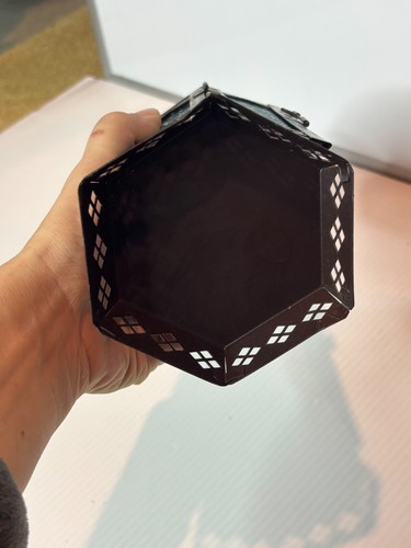 Blue Glass Moroccan Hanging Lantern Incense Stick Burner Diffuser Holder Metal - Picture 4 of 5