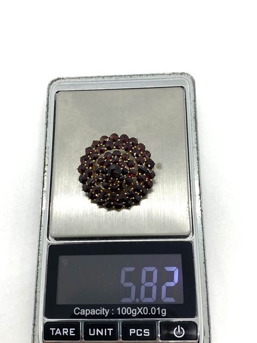 Antique Vintage Germany Low Carat Gold 61 Bohemian Garnet Large Pin Brooch 5.82g - Picture 5 of 12
