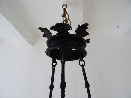 Huge French Wrought Iron Gothic Dragon, Medieval Chandelier, circa 1900 - Picture 3 of 12