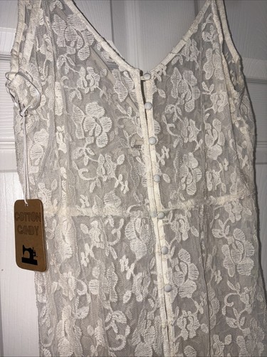 Cotton Candy LA button Up Maxi Slip dress cover-up Ivory Cream Lace NWT Sz S - Picture 5 of 6