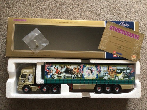 Corgi Modern Truck CC12104 RENAULT PREMIUM CURTAINSIDE STRONGSERVE LTD QUEENS 50 - Picture 2 of 3
