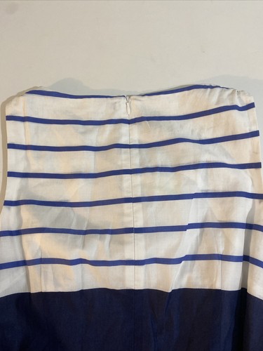 Anne Klein Womens 8 Dress Pleated Tie-Waist Sleeveless Stripe Blue Multi NWT - Picture 11 of 15
