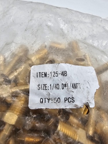 (QTY 50) 125-4B 1/4"X1/4" Brass MALE NPT Barb Hose Straight Fittings - Picture 2 of 7