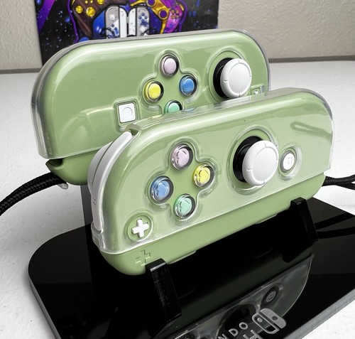Cute Hearts theme - Matcha Green Pastel - Custom Joycons for the Nintendo Switch - Picture 2 of 5