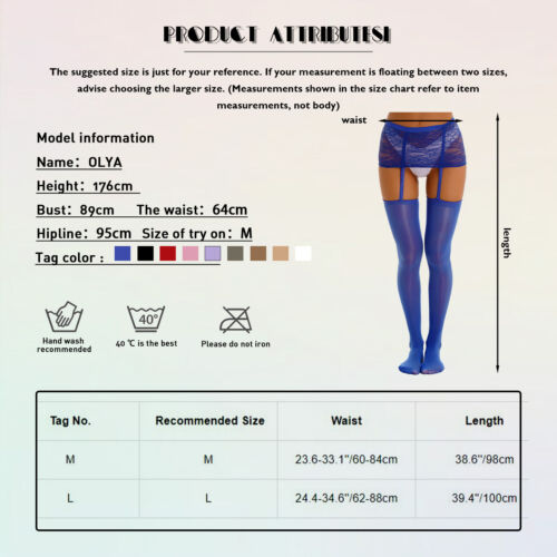 UK Womens Tights Pantyhose Floral Lace Thigh High Stockings Garter Belt Lingerie - Picture 42 of 154