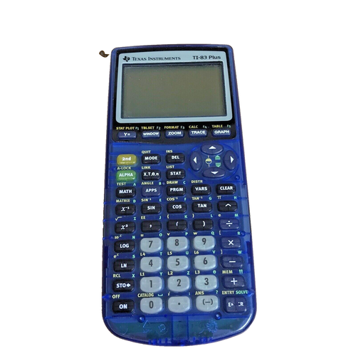 FUNKTIONIERT NICHT Texas Instruments TI-83 Plus Taschenrechner mit Abdeckung klar blau FÜR TEILE