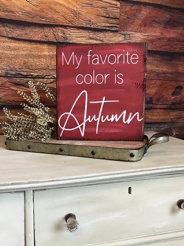 Herbstdekoration / Halloween-Schild / Meine Lieblingsfarbe ist Herbst / Regal / Wand - Bild 9 von 10