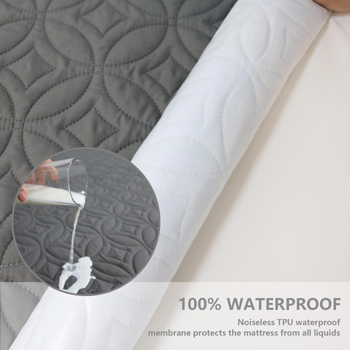 Cal King Size 72"X84" Impermeable Protector Colchón Suave Cama Gris Colchón Cubierta - Imagen 3 de 13