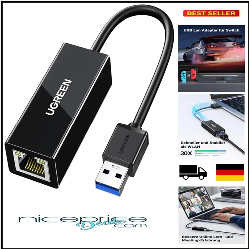 USB-LAN-Adapter für Notebooks und Laptops mit Gigabit-Geschwindigkeit für Win...