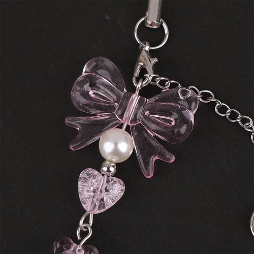 Y2K Bowknot Bear Phone Lanyard Sweet Pink Beaded Mobile Phone Charm Keycord - 第 6/11 張圖片