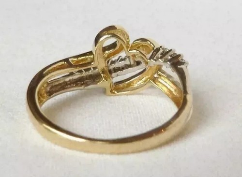1.00Ct Round Cut Moissanite Heart Engagement Wedding Ring 14K Yellow Gold Plated - Picture 4 of 7