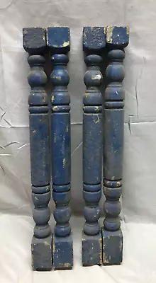 Buy Set 4 Antique Turned 20 Wood Spindles Shabby Colbalt Blue Chic VTG Old 928-23B