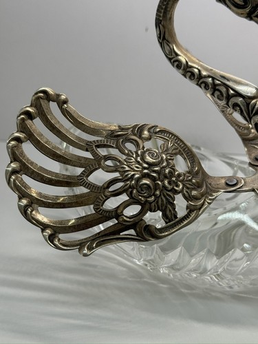 Art Deco Crystal & Silver Swan Set – Candy, Nuts, or Salt Cellars - Picture 17 of 24