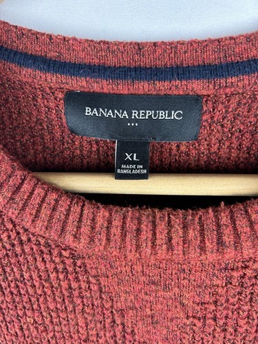 Banana Republic Men’s Sweater XL Deep Red Cotton Blend Pullover Y2K Grandpacore - Picture 2 of 6