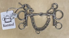 Korsteel Tom Thumb Pelham Horse Snaffle Bit with Curb - 4 1/2"  Stainless Steel