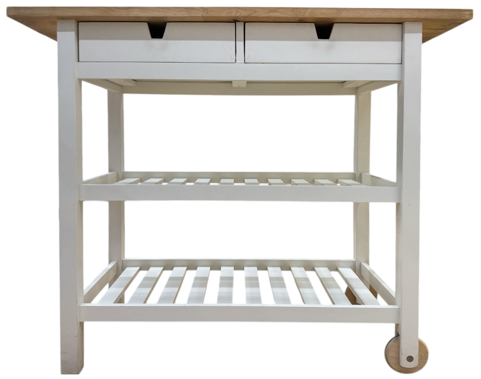 New IKEA FORHOJA White Solid Birch Kitchen Cart (39 ⅜x16 ⅞