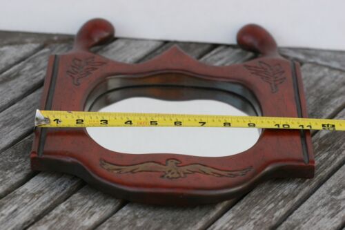 Rare Vintage Carved Wood Wall Hanging Mirror Antique Very Nice 16'' x 11'' - Picture 7 of 11