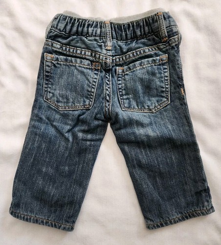 Pantalones de mezclilla forrados dobles Baby Gap para bebés niños talla 3-6 meses pierna recta elásticos - Imagen 5 de 5