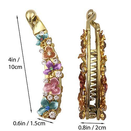 2PCS Floral Rhinestone Banana Hair Clip Claw Ponytail Holder Maker Styling for - Bild 3 von 6