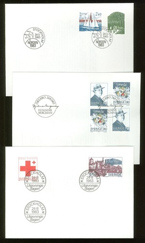 Sweden AA93m 7 FDC 1983 Art Music Stamp on Stamp red Cross Below face - Picture 2 of 4