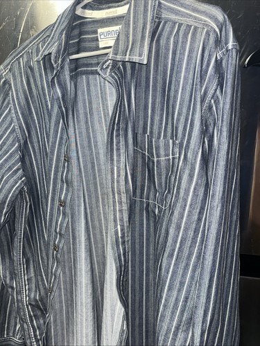 Vintage Button Up Herren Hemd von Purnell gestreift Gr. Large