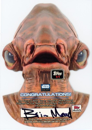2011 Topps Star Wars Galaxy 6 Die-cut Artist Sketch Brian Mead Boba Fett 1/1 - Picture 2 of 3