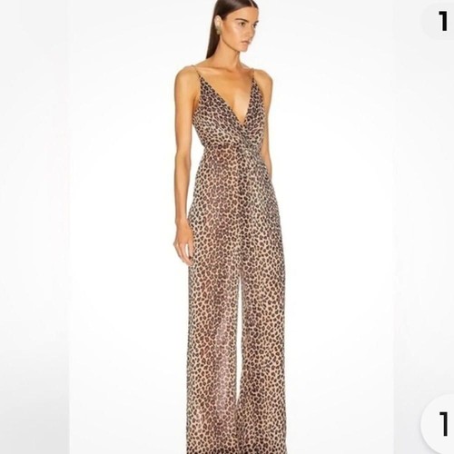 Jonathan Simkhai Leopard Print Tie Back Jumpsuit Size Medium - Picture 3 of 12