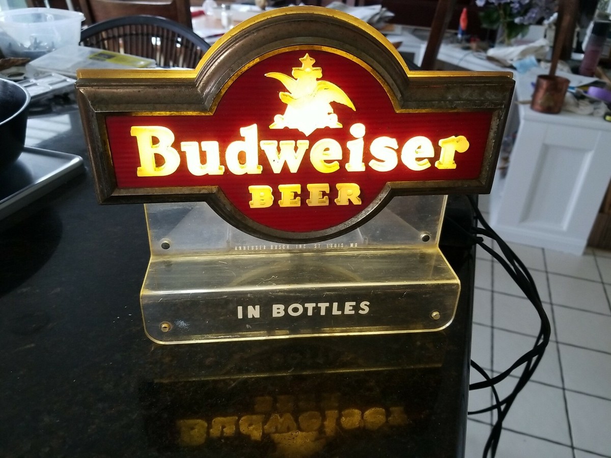 1950s Rare Vintage Budweiser Beer Light Up Sign Anheuser