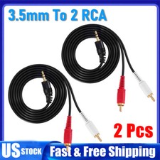 2Pcs 3.5mm To 2 RCA Male Plug Aux Audio Headphone Jack Converter Adapter Cable