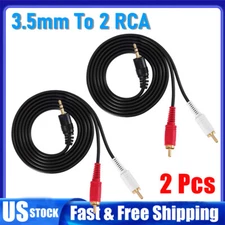 2Pcs 3.5mm To 2 RCA Male Plug Aux Audio Headphone Jack Converter Adapter Cable
