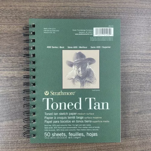 Strathmore 400 Series Sketch Pad, Toned Tan, 5.5x8.5 inch, 5.5x8.5, Tan 