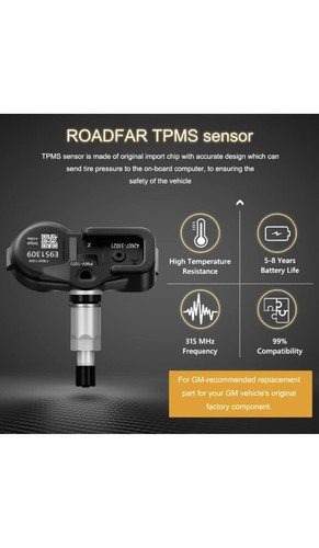 ROADFAR 315MHz Programmed Tire Pressure Monitoring System Sensor TPMS 13598771 4 - Imagen 2 de 11