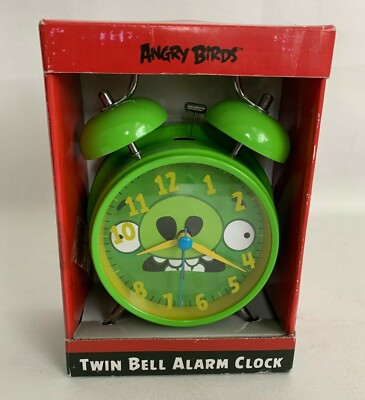 Angry Birds Metal Twin Bell Alarm Clock Green Pig Battery Operated New 49353794075 Ebay