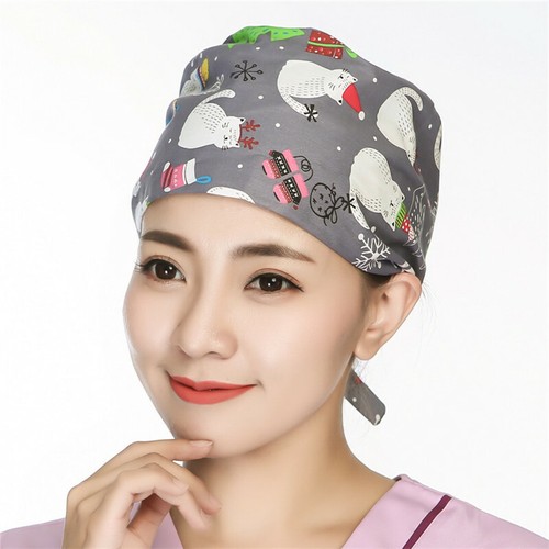 Womens/Mens Florals Printed Cap Scrub Hat/Cap Head Wear Adjustable Accessories - Picture 542 of 660