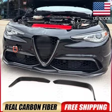 For Alfa Romeo Giulia Sport REAL CARBON Front Bumper Splitter Canard Fangs Fins