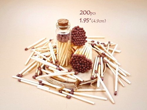 200 puntas marrones palos madera natural boda vela tarro cesta regalo 1,95" fósforos - Imagen 1 de 10