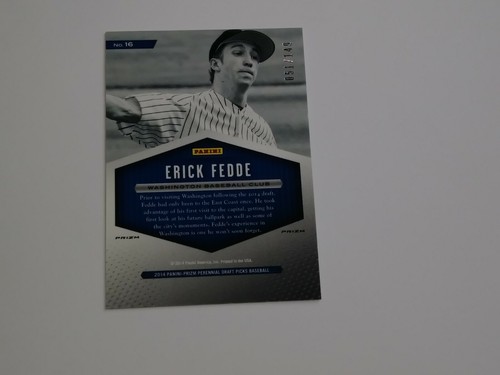 2014 Prizm Perennial Draft Picks Draft Class Prizms Purple #16 Erick Fedde / 149 - Picture 2 of 2