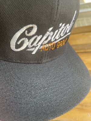 Vtg Trucker Hat Cap Wool SnapBack Otto Cap Capital Auto Navy Blue