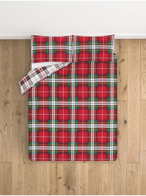 Home Asda Red Tartan Brushed Cotton Double Duvet Set eBay