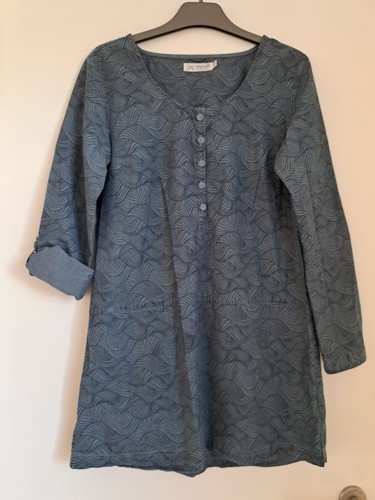 Seasalt Porthole Tunic UK10 Blue Swirl Pattern Cotton Roll Tab Sleeves - Picture 10 of 19