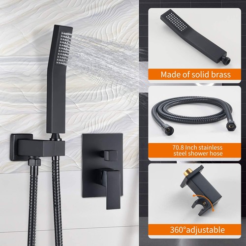 Shower Faucet Set w/Mixer Valve Kit Rainfall Shower Head Combo System Wall Mount - Picture 6 of 37