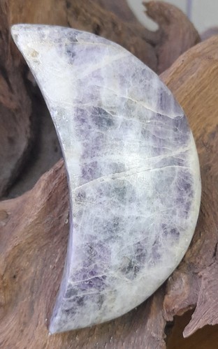 Lepidolite & Black Tourmaline Crescent Moon (6) - Picture 2 of 2