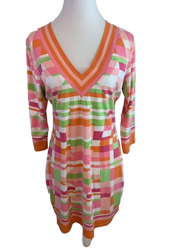 Barbara Gerwit Gr. L Tunika Kleid Mod Retro Abstrakt 3/4 Ärmel Stretch