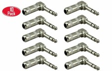 10 Pack 1/4" Right Angle TRS Stereo Audio Cable Plugs 6.35mm Connector Adapter