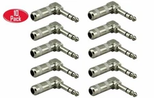 10 Pack 1/4" Right Angle TRS Stereo Audio Cable Plugs 6.35mm Connector Adapter