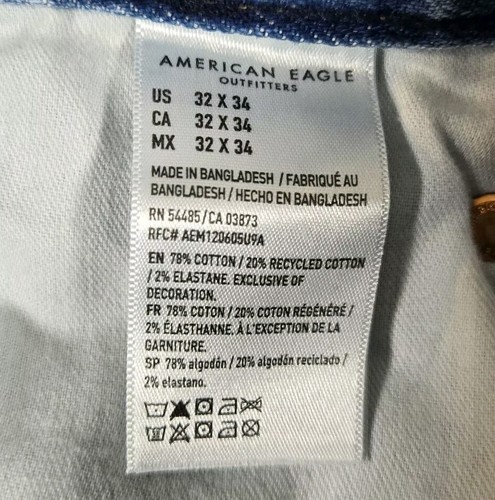 American Eagle Herrenjeans 32x33 blau schmal gerade flexibel leicht waschen dehnbar - Bild 13 von 13