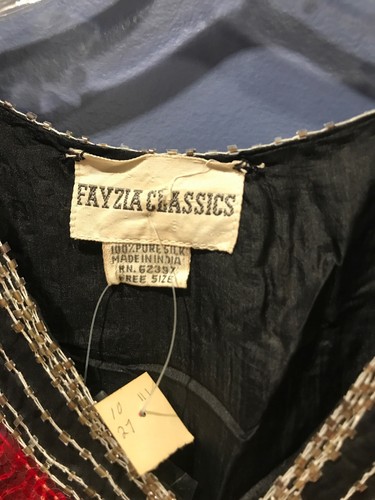 L ~ 2X Schmetterling Top Seide Pailletten Vintage Neu mit Etikett, freie Größe, passt 42" schwarz - Bild 2 von 4