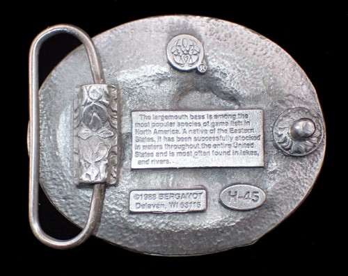 LARGEMOUTH LEAPING BASS BELT BUCKLE BERGAMOT PEWTER NICE DETAIL - Picture 2 of 2